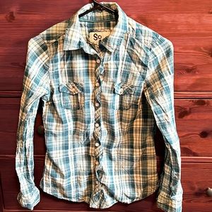 SO Teal Plaid Button-Down *** MUST GO!! ***